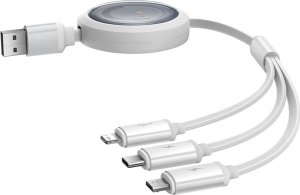 Kabel USB Baseus USB-A - USB-C + microUSB + Lightning 1.1 m Biały (P10368700211-01) 2