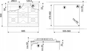 Płyta grzewcza Smeg Smeg SE775GH5 Classica 70/75 cm 4