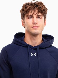 Under Armour Bluza z kapturem kangurka męska Rival Fleece Hoodie granatowa 1379757 410 M 3