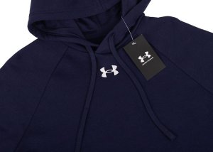 Under Armour Bluza z kapturem kangurka męska Rival Fleece Hoodie granatowa 1379757 410 M 5