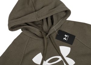 Under Armour Bluza z kapturem kangurka męska Rival Fleece Logo HD oliwkowa 1379758 390 L 4