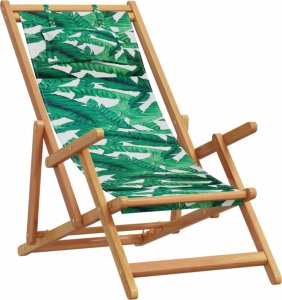vidaXL vidaXL Składane krzesła plażowe 2 szt., wzór w liście tkanina i drewno 3