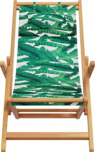 vidaXL vidaXL Składane krzesła plażowe 2 szt., wzór w liście tkanina i drewno 4