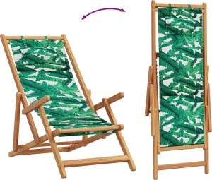 vidaXL vidaXL Składane krzesła plażowe 2 szt., wzór w liście tkanina i drewno 7