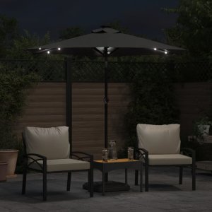 vidaXL vidaXL Parasol ogrodowy LED, stalowy słupek, antracyt, 225x225x212 cm 3