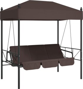 vidaXL vidaXL Huśtawka ogrodowa z baldachimem, kawowy brąz, stal 2