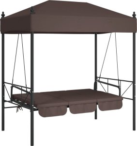vidaXL vidaXL Huśtawka ogrodowa z baldachimem, kawowy brąz, stal 4