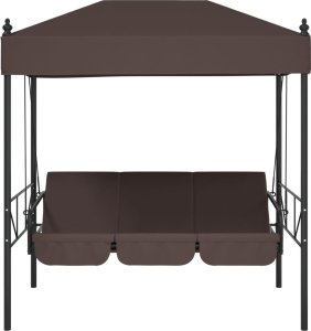 vidaXL vidaXL Huśtawka ogrodowa z baldachimem, kawowy brąz, stal 5