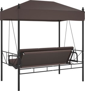 vidaXL vidaXL Huśtawka ogrodowa z baldachimem, kawowy brąz, stal 7