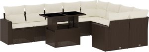 vidaXL 10-cz. zestaw mebli ogrodowych z poduszkami, brązowy polirattan 2