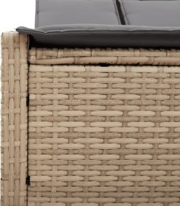 vidaXL vidaXL Podwójna leżanka z poduszkami, beżowa, polirattan 7