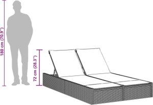 vidaXL vidaXL Podwójna leżanka z poduszkami, beżowa, polirattan 9