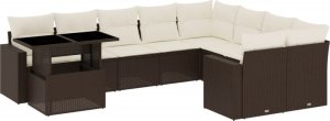 vidaXL 10-cz. zestaw mebli ogrodowych z poduszkami, brązowy polirattan 2