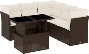 vidaXL 6-cz. zestaw wypoczynkowy do ogrodu, z poduszkami, brązowy 2