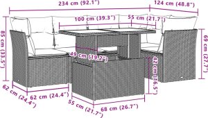 vidaXL 6-cz. zestaw wypoczynkowy do ogrodu, z poduszkami, brązowy 9