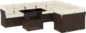 vidaXL 10-cz. zestaw mebli ogrodowych z poduszkami, brązowy polirattan 2