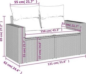 vidaXL 6-cz. zestaw wypoczynkowy do ogrodu, z poduszkami, brązowy 15