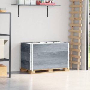 vidaXL vidaXL Nadstawki paletowe, 3 szt., szare, 100x50 cm, drewno sosnowe 1