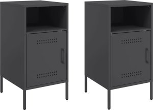 vidaXL vidaXL Szafki nocne, 2 szt., czarne, 36x39x68 cm, stal walcowana 2