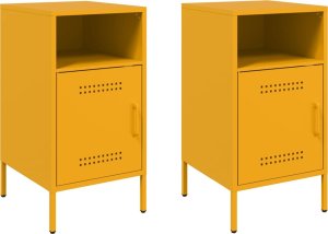vidaXL vidaXL Szafki nocne, 2 szt., musztardowe, 36x39x68 cm, stal walcowana 2