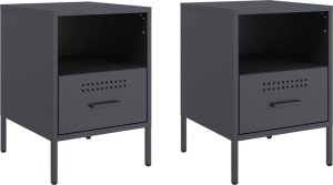 vidaXL vidaXL Szafki nocne, 2 szt., antracytowe, 36x39x50,5 cm, stal 2