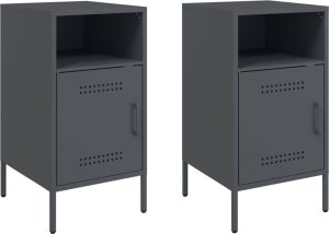 vidaXL vidaXL Szafki nocne, 2 szt., antracytowe, 36x39x68 cm, stal walcowana 2
