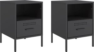 vidaXL vidaXL Szafki nocne, 2 szt., czarne, 36x39x50,5 cm, stal walcowana 2