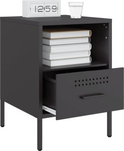 vidaXL vidaXL Szafki nocne, 2 szt., czarne, 36x39x50,5 cm, stal walcowana 4