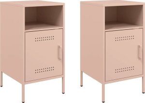 vidaXL vidaXL Szafki nocne, 2 szt., różowe, 36x39x68 cm, stal walcowana 2