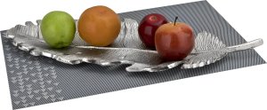 Art-Pol Patera metalowa srebrna liść 49 cm 7