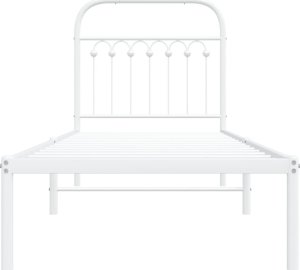 vidaXL Metalowa rama łóżka z wezgłowiem, biała, 75x190 cm 4