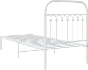 vidaXL Metalowa rama łóżka z wezgłowiem, biała, 75x190 cm 6