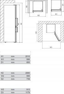 Lodówka De Dietrich De Dietrich DFC6020NA Wolnostojąca lodówka z zamrażarką na dole 201 cm 5