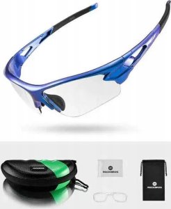 RockBros Okulary rowerowe fotochromowe z filtrem UV 400 niebieskie 3