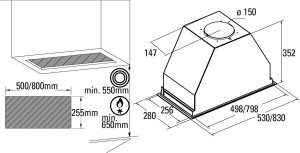 Okap Cata Okap do zabudowy CATA GP 45 X Srebrny 2