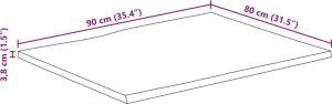 vidaXL Blat stołu z krawędzią 90x80x3,8 cm, drewno mango 9