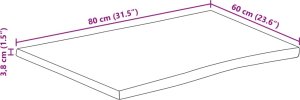vidaXL Blat stołu z krawędzią 80x60x3,8 cm, drewno mango 9
