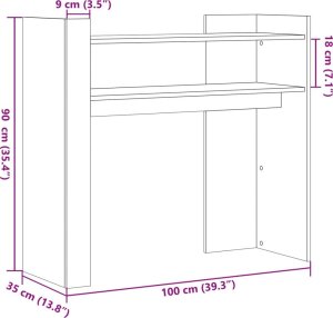 vidaXL Stolik konsolowy, przydymiony dąb, 100x35x90 cm 8