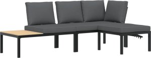 vidaXL vidaXL 3-cz. zestaw mebli do ogrodu, z poduszkami, czarne aluminium 2