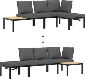 vidaXL vidaXL 3-cz. zestaw mebli do ogrodu, z poduszkami, czarne aluminium 6