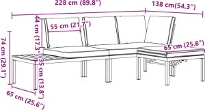 vidaXL vidaXL 3-cz. zestaw mebli do ogrodu, z poduszkami, czarne aluminium 10