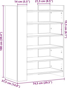 vidaXL vidaXL Szafka na buty, czarna, 74,5x37,5x100 cm 10