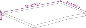 vidaXL Blat stołu z krawędzią 90x60x2,5 cm, drewno mango 9