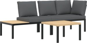 vidaXL vidaXL 3-cz. zestaw mebli do ogrodu, z poduszkami, czarne aluminium 2