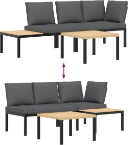vidaXL vidaXL 3-cz. zestaw mebli do ogrodu, z poduszkami, czarne aluminium 6