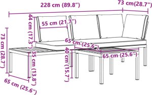 vidaXL vidaXL 3-cz. zestaw mebli do ogrodu, z poduszkami, czarne aluminium 9