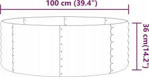 vidaXL Podwyższona donica, malowana proszkowo stal 100x100x36 cm, brąz 4