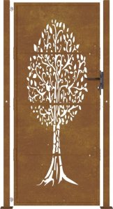 vidaXL Furtka ogrodowa, 105x205 cm, stal kortenowska, motyw drzewa 4