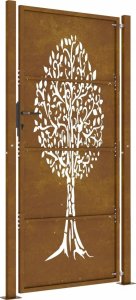 vidaXL Furtka ogrodowa, 105x205 cm, stal kortenowska, motyw drzewa 5