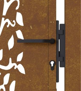 vidaXL Furtka ogrodowa, 105x205 cm, stal kortenowska, motyw drzewa 9